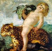 Franz von Stuck Boy Bacchus Riding on a Panther Spain oil painting artist